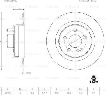 BOSCH 0 986 AB5 922 - Brake Disc autospares.lv