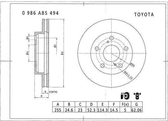 BOSCH 0 986 AB5 494 - Brake Disc autospares.lv