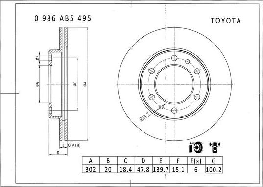 BOSCH 0 986 AB5 495 - Brake Disc autospares.lv