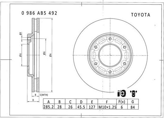 BOSCH 0 986 AB5 492 - Brake Disc autospares.lv