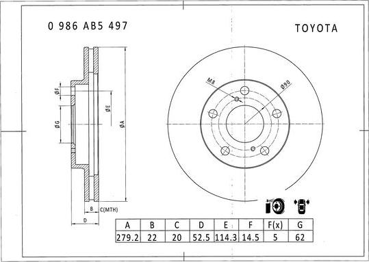 BOSCH 0 986 AB5 497 - Brake Disc autospares.lv