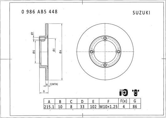 BOSCH 0 986 AB5 448 - Brake Disc autospares.lv