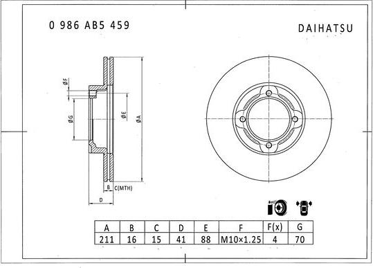 BOSCH 0 986 AB5 459 - Brake Disc autospares.lv