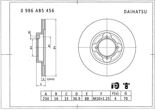 BOSCH 0 986 AB5 456 - Brake Disc autospares.lv