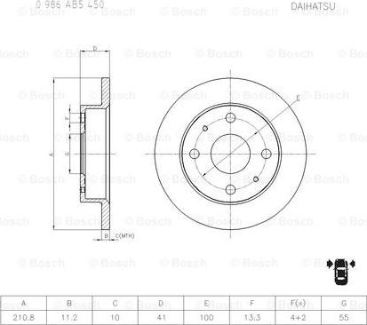 BOSCH 0 986 AB5 450 - Brake Disc autospares.lv