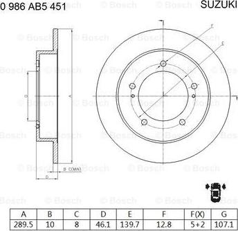 BOSCH 0 986 AB5 451 - Brake Disc autospares.lv