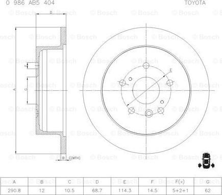 BOSCH 0 986 AB5 404 - Brake Disc autospares.lv