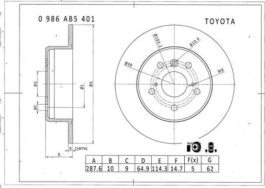 BOSCH 0 986 AB5 401 - Brake Disc autospares.lv