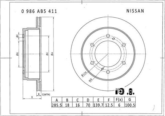 BOSCH 0 986 AB5 411 - Brake Disc autospares.lv