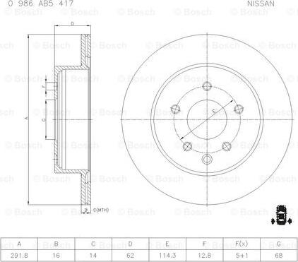 BOSCH 0 986 AB5 417 - Brake Disc autospares.lv