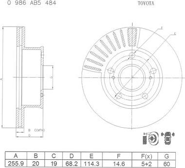 BOSCH 0 986 AB5 484 - Brake Disc autospares.lv