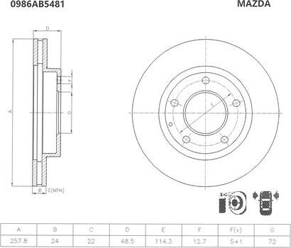 BOSCH 0 986 AB5 481 - Brake Disc autospares.lv