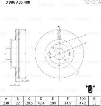 BOSCH 0 986 AB5 488 - Brake Disc autospares.lv