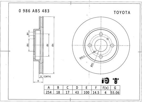 BOSCH 0 986 AB5 483 - Brake Disc autospares.lv