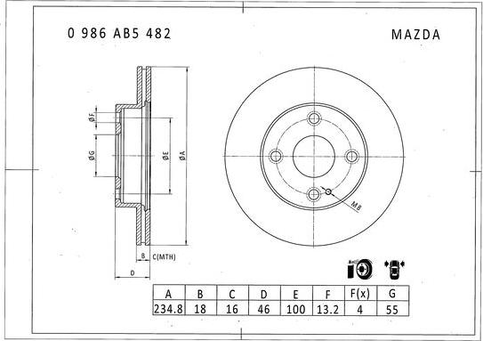 BOSCH 0 986 AB5 482 - Brake Disc autospares.lv