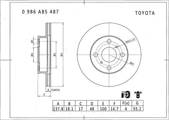 BOSCH 0 986 AB5 487 - Brake Disc autospares.lv