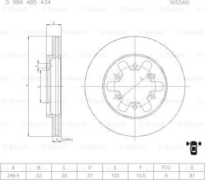 BOSCH 0 986 AB5 434 - Brake Disc autospares.lv