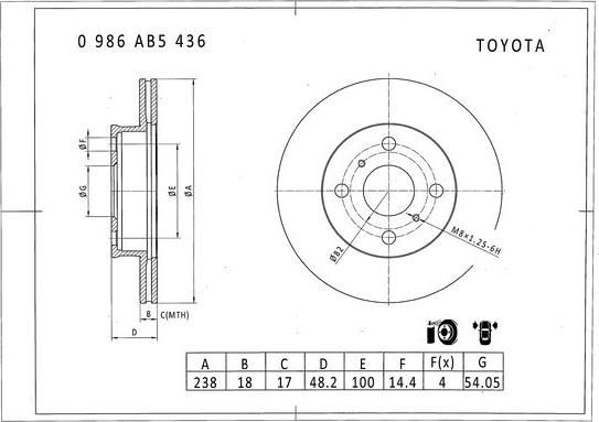 BOSCH 0 986 AB5 436 - Brake Disc autospares.lv