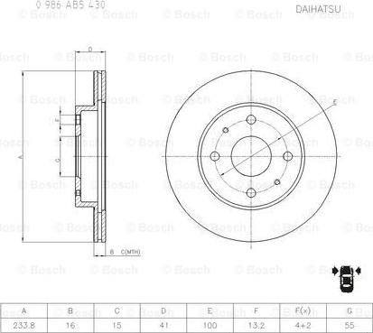 BOSCH 0 986 AB5 430 - Brake Disc autospares.lv