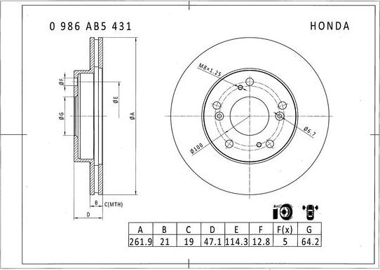 BOSCH 0 986 AB5 431 - Brake Disc autospares.lv