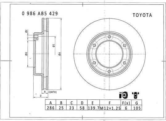 BOSCH 0 986 AB5 429 - Brake Disc autospares.lv