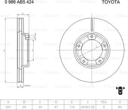 BOSCH 0 986 AB5 424 - Brake Disc autospares.lv