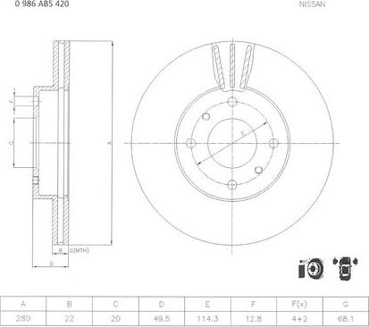 BOSCH 0 986 AB5 420 - Brake Disc autospares.lv