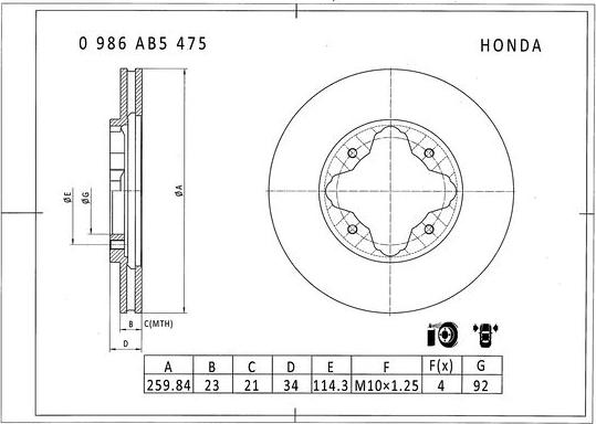 BOSCH 0 986 AB5 475 - Brake Disc autospares.lv