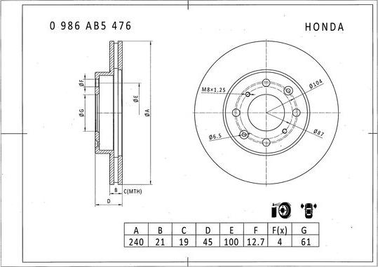 BOSCH 0 986 AB5 476 - Brake Disc autospares.lv