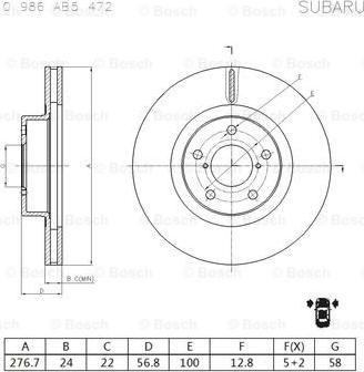 BOSCH 0 986 AB5 472 - Brake Disc autospares.lv