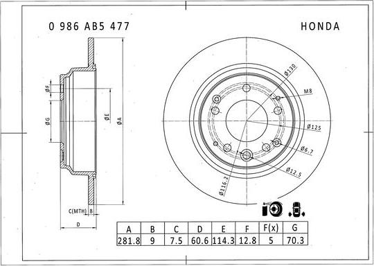 BOSCH 0 986 AB5 477 - Brake Disc autospares.lv