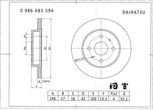 BOSCH 0 986 AB5 594 - Brake Disc autospares.lv