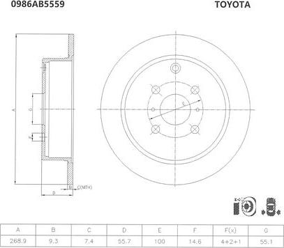 BOSCH 0 986 AB5 559 - Brake Disc autospares.lv