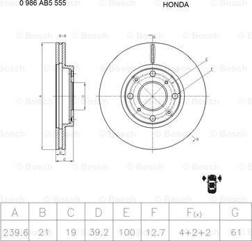 BOSCH 0 986 AB5 555 - Brake Disc autospares.lv