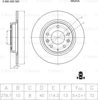 BOSCH 0 986 AB5 565 - Brake Disc autospares.lv