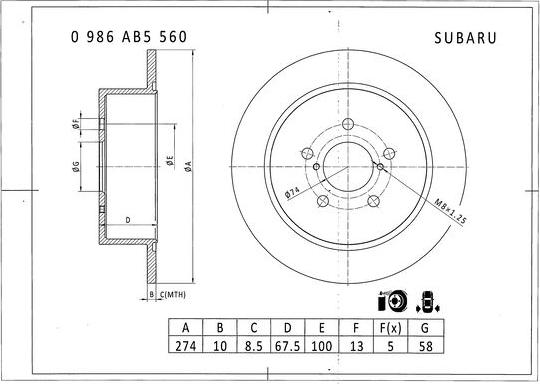 BOSCH 0 986 AB5 560 - Brake Disc autospares.lv