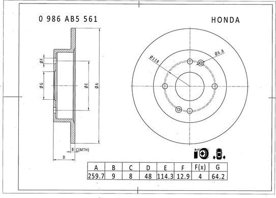 BOSCH 0 986 AB5 561 - Brake Disc autospares.lv