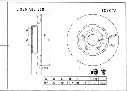 BOSCH 0 986 AB5 568 - Brake Disc autospares.lv