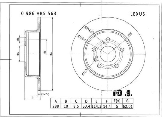 BOSCH 0 986 AB5 563 - Brake Disc autospares.lv