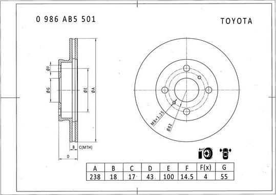 BOSCH 0 986 AB5 501 - Brake Disc autospares.lv