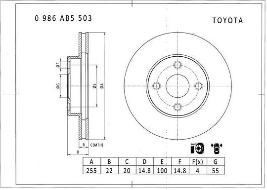 BOSCH 0 986 AB5 503 - Brake Disc autospares.lv