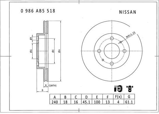 BOSCH 0 986 AB5 518 - Brake Disc autospares.lv