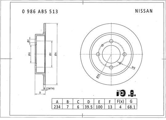 BOSCH 0 986 AB5 513 - Brake Disc autospares.lv