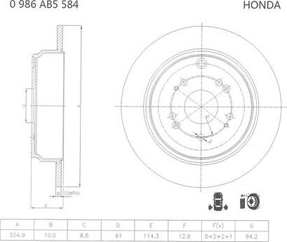 BOSCH 0 986 AB5 584 - Brake Disc autospares.lv