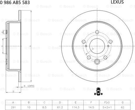 BOSCH 0 986 AB5 583 - Brake Disc autospares.lv