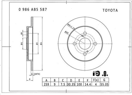 BOSCH 0 986 AB5 587 - Brake Disc autospares.lv