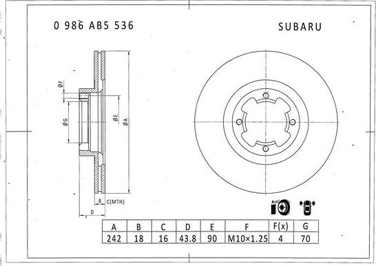 BOSCH 0 986 AB5 536 - Brake Disc autospares.lv