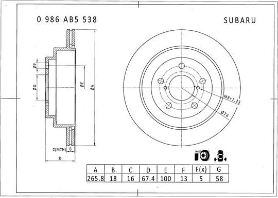 BOSCH 0 986 AB5 538 - Brake Disc autospares.lv