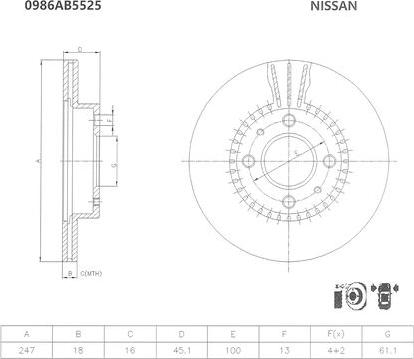 BOSCH 0 986 AB5 525 - Brake Disc autospares.lv