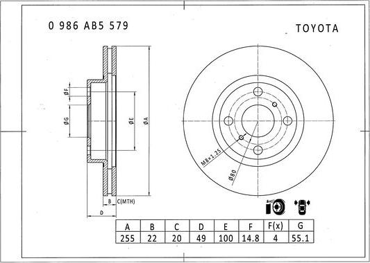 BOSCH 0 986 AB5 579 - Brake Disc autospares.lv